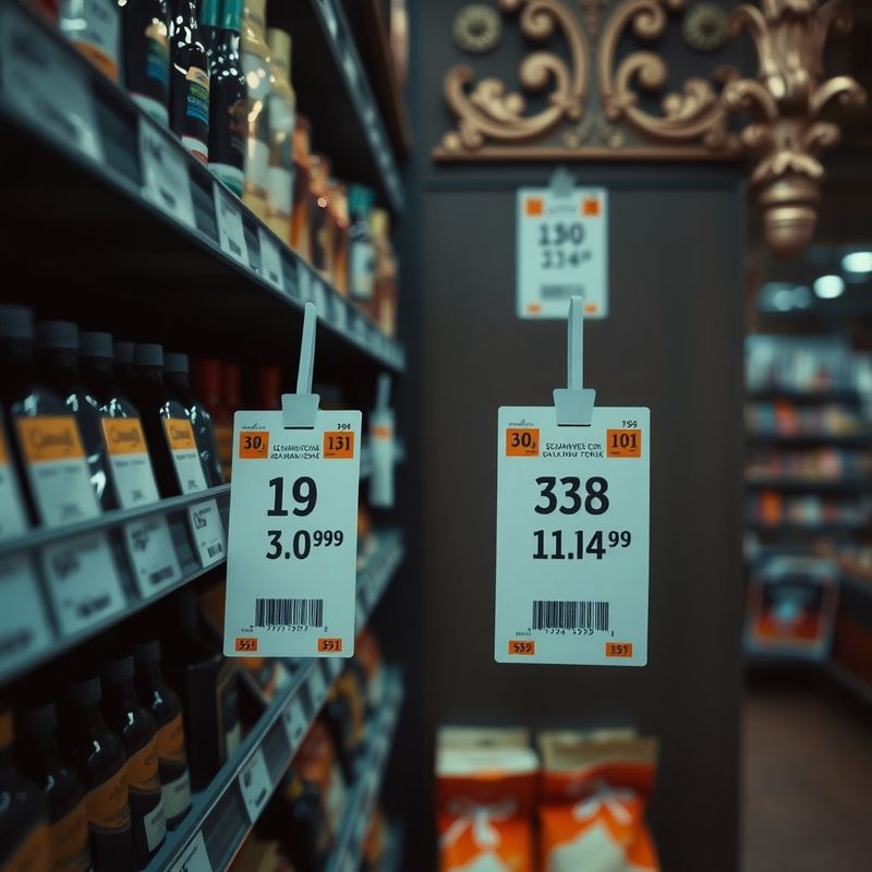 Regál v českém supermarketu s cenovkami